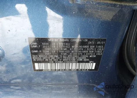 2021 Subaru Ascent Limited z USA, uszkodzony, nr VIN 4S4WMAJD5M3448952